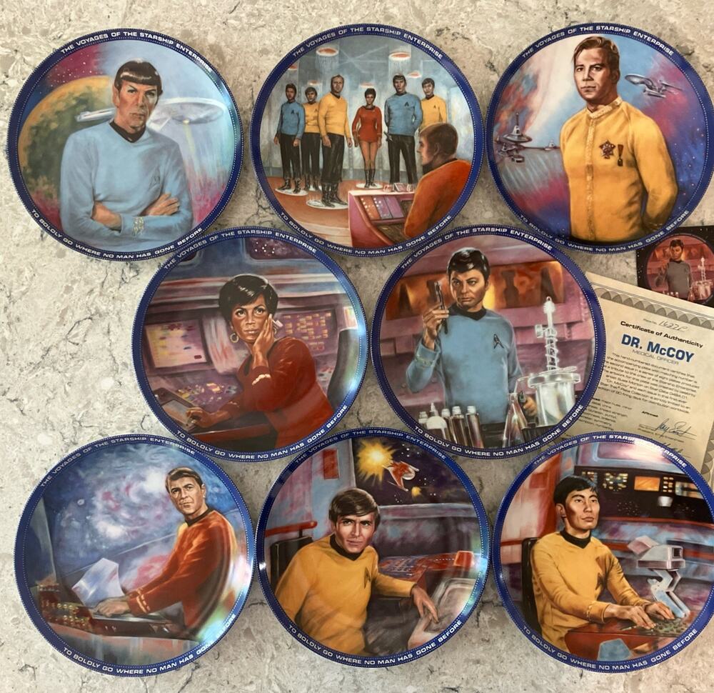 Star Trek Collectors Plate Lot 8 1983 Ernst Hamilton Mint Starship Enterprise